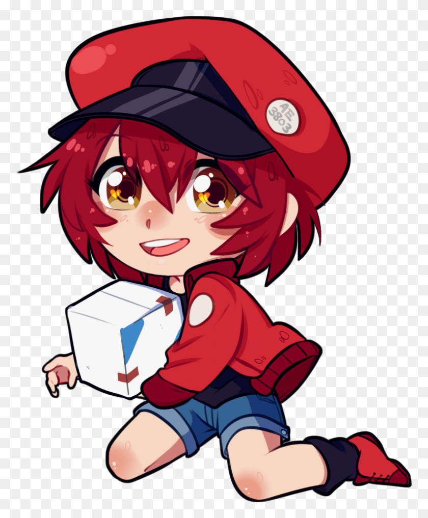 791x971 A Commission Of The Red Blood Cell From Cells At Work Cartoon, Helmet, Clothing, Apparel HD PNG Download