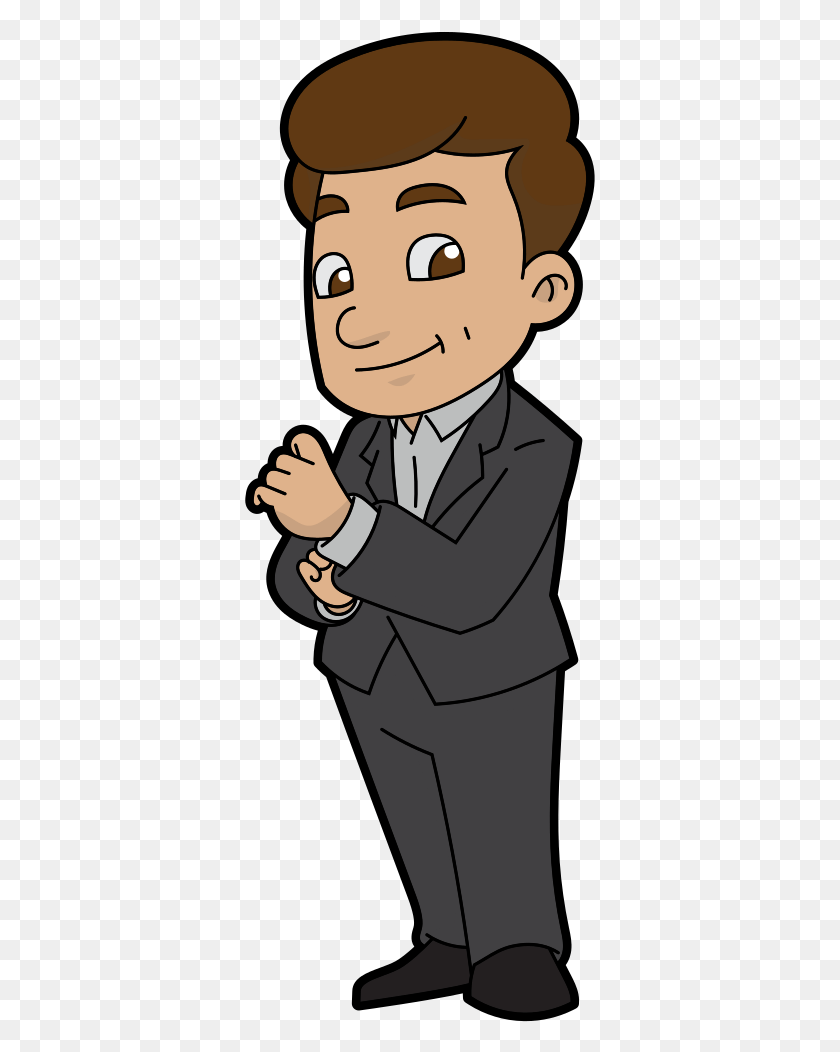 351x992 A Confident And Likeable Cartoon Businessman Cartoon, Person, Human, Performer HD PNG Download