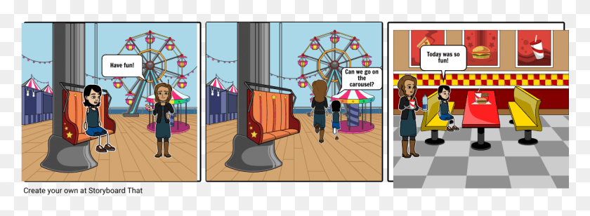 1157x368 A Day At The Boardwalk Cartoon, Amusement Park, Person, Human HD PNG Download