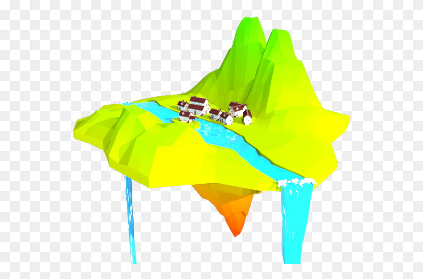 556x494 A Floating Island Made Of A Simple Shape And Few Houses Umbrella, Nature, Outdoors, Person HD PNG Download
