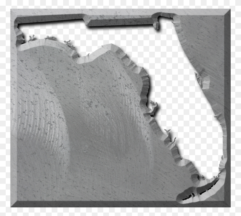 768x692 A Florida Map With The Map Area Carved Out Of A Rough Monochrome, Furniture, Weapon, Weaponry HD PNG Download