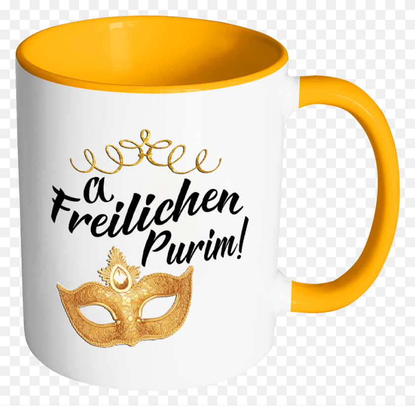 906x884 A Freilechen Purim Mug With Design, Coffee Cup, Cup, Lamp HD PNG Download