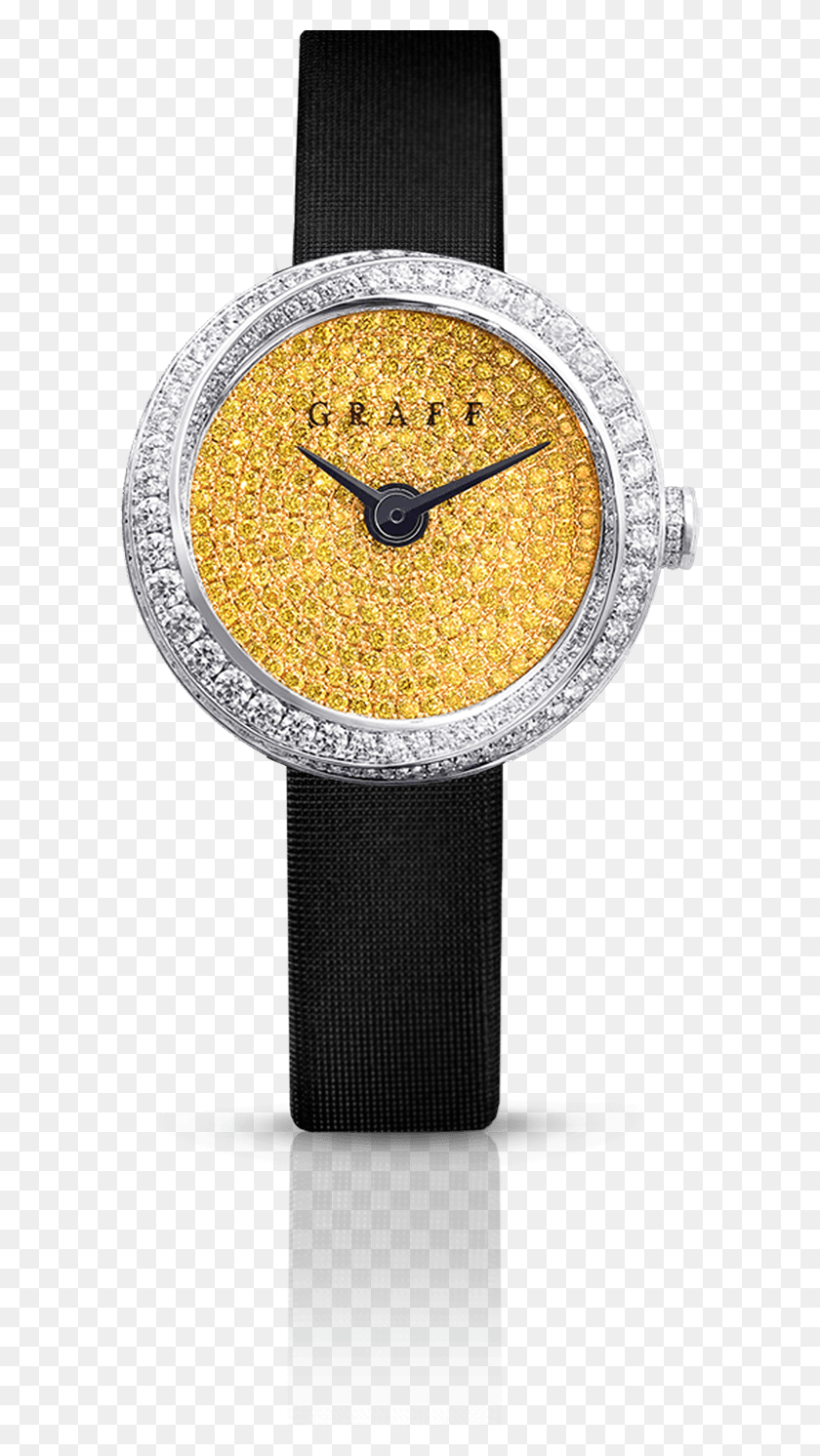 595x1432 A Graff 30mm Spiral Watch With Yellow Diamond Dial, Wristwatch, Analog Clock, Clock HD PNG Download