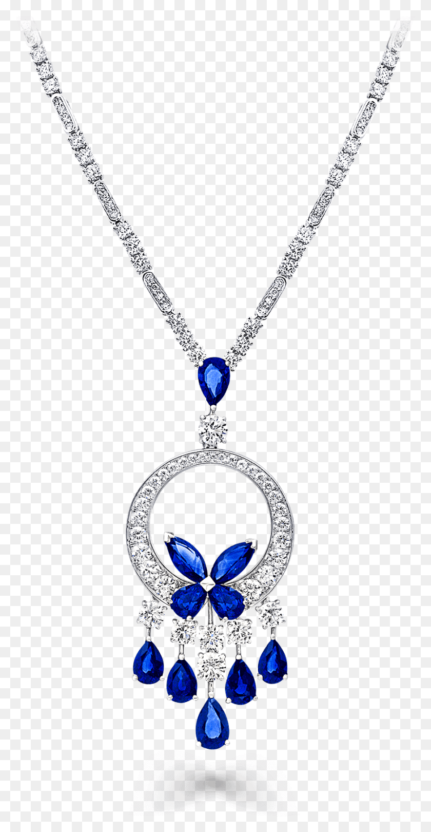 874x1749 A Graff Classic Butterfly Chandelier Necklace Featuring Graff Sapphire Butterfly, Gemstone, Jewelry, Accessories HD PNG Download