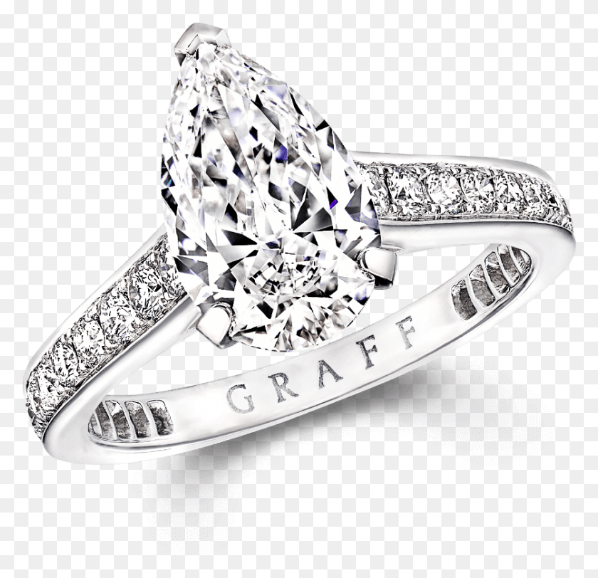 837x808 A Graff Pear Shape Diamond Flame Engagement Ring With Engagement Ring, Accessories, Accessory, Ring HD PNG Download