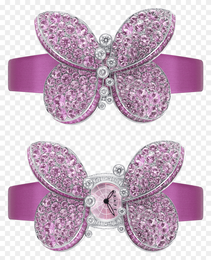 1135x1421 A Graff Princess Butterfly Watch Set With Pink Sapphire Butterfly, Accessories, Accessory, Jewelry HD PNG Download