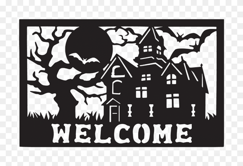 924x609 A Haunted Welcome Door Mat, Stencil, Poster, Advertisement HD PNG Download
