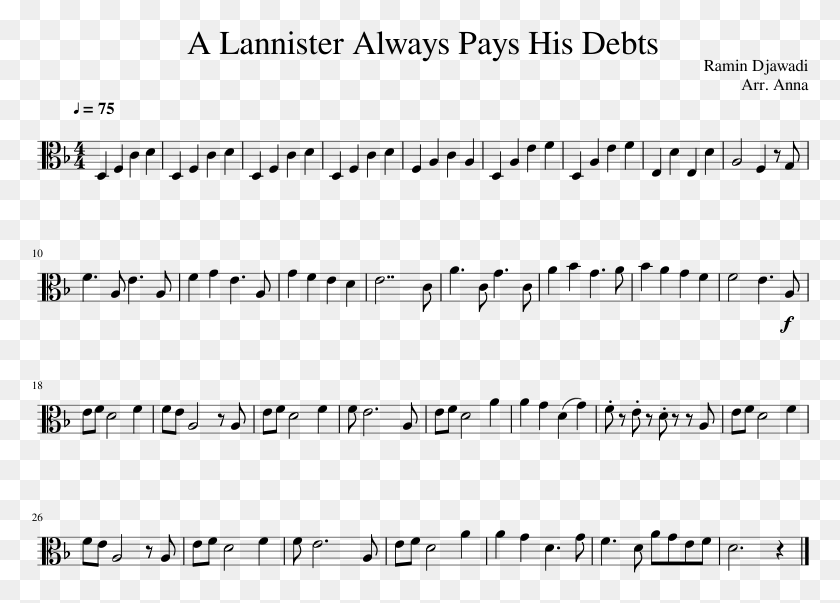 778x543 A Lannister Always Pays His Debts Mii Channel Sheet Music Viola Solo, Gray, World Of Warcraft HD PNG Download