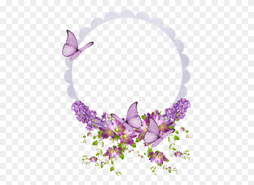 433x553 A Little Lavender And Butterflies With Frame Butterfly Frame Vintage, Plant, Flower, Blossom HD PNG Download