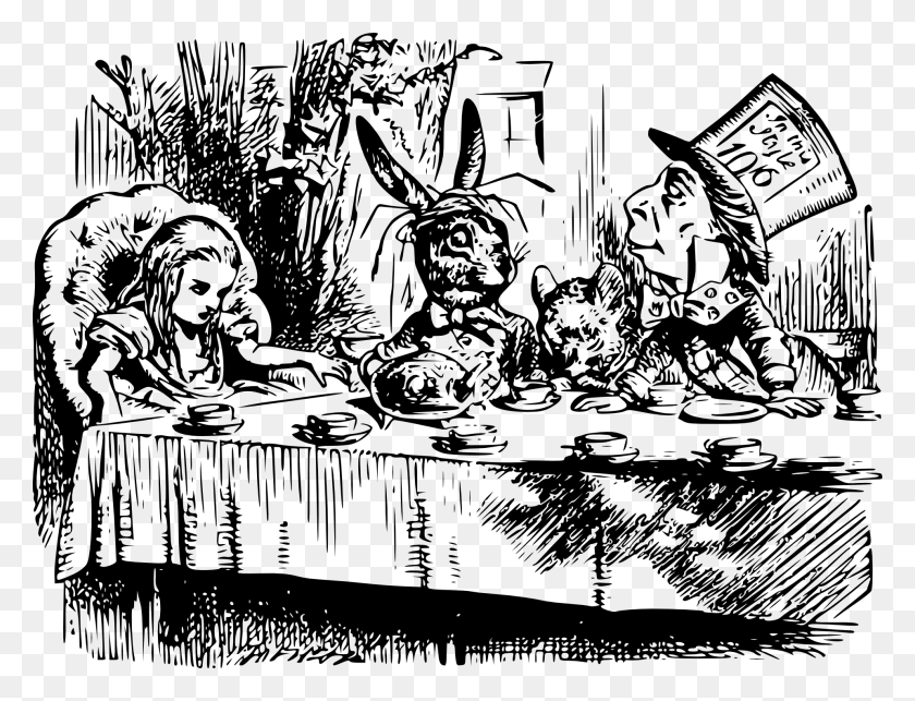 A Mad Hatter Tea Party At 1 P Alice In Wonderland Tenniel Tea Party, Crowd HD PNG Download