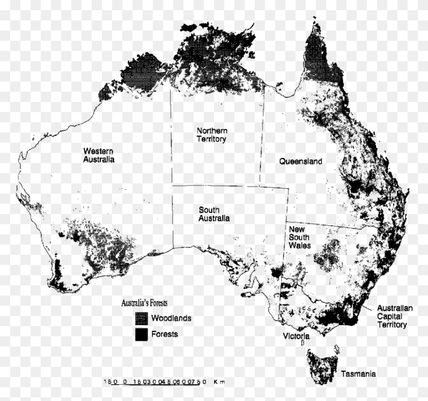 832x776 A Map Of Australia Showing Forest And Woodland In Each Australian Map Of Forests, Gray, World Of Warcraft HD PNG Download