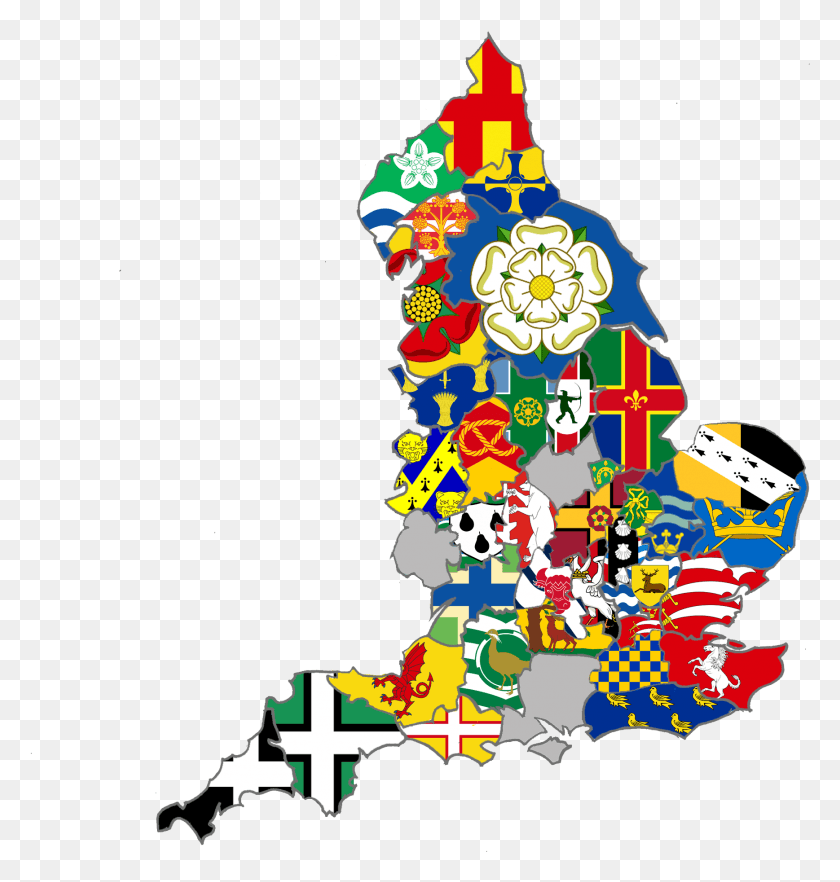 1737x1831 Карта Графства Флаги Англии Февраль Англосаксонский Флаг Англии, Дерево, Растение, Человек Hd Png Скачать