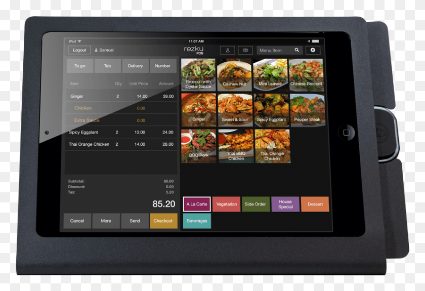 827x547 A Modern Point Of Sale For Thai Restaurants Is Much Tablet Computer, Electronics, Text, Tablet Computer HD PNG Download