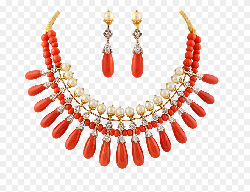 675x585 A Necklace Of Coral And Pearl In Nizami Design Traditional Maharashtrian Coral Jewellery, Jewelry, Accessories, Accessory HD PNG Download