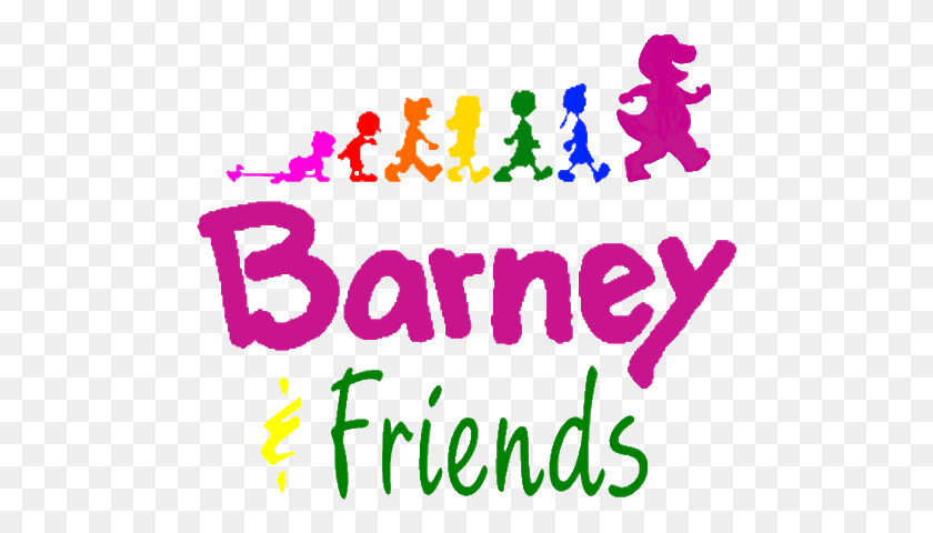 487x420 Descargar Png A New Barney Amp Friends Logo Barney And Friends Logo, Texto, Alfabeto, Bazar Hd Png
