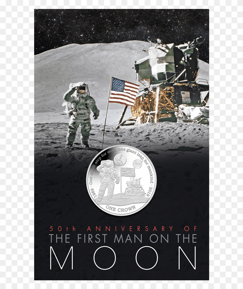 606x940 Новая Монета, Выпущенная Pobjoy Mint Для Острова Вознесения Человек На Луне, Человек, Человек, Флаг Hd Png Скачать