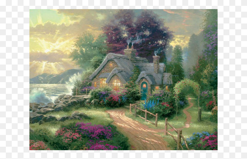 641x482 A New Day Dawning New Day Dawning Kinkade, Cottage, House, Housing HD PNG Download