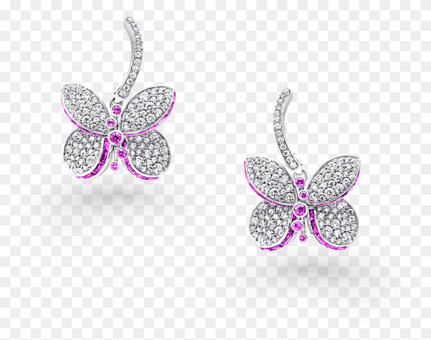1214x940 A Pair Of Graff Princess Butterfly Pink And Purple Graff Princess Butterfly Earrings, Accessories, Accessory, Jewelry HD PNG Download