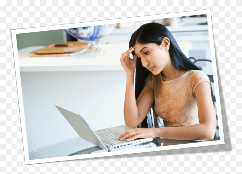 985x690 A Picture Of An Anxious Woman At Her Laptop Personal Computer, Person, Human, Female HD PNG Download