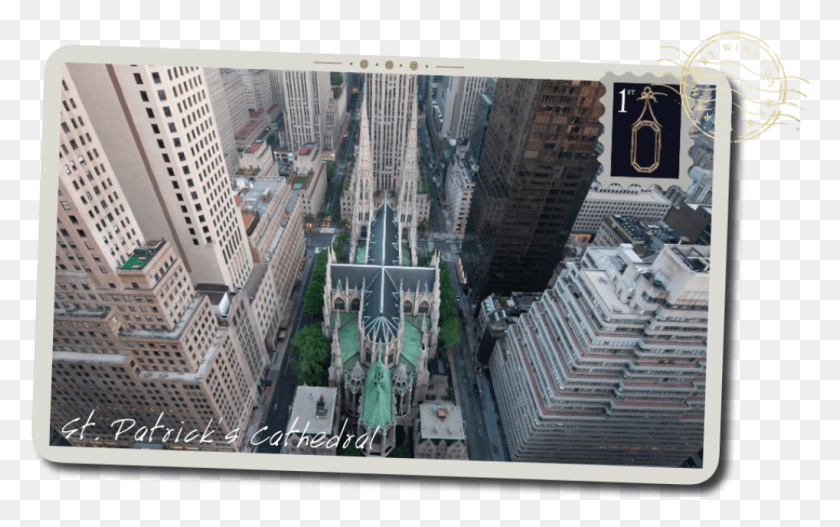 1019x611 A Postcard Featuring An Aerial View Of New York39s Famed Skyscraper, Landscape, Outdoors, Nature HD PNG Download
