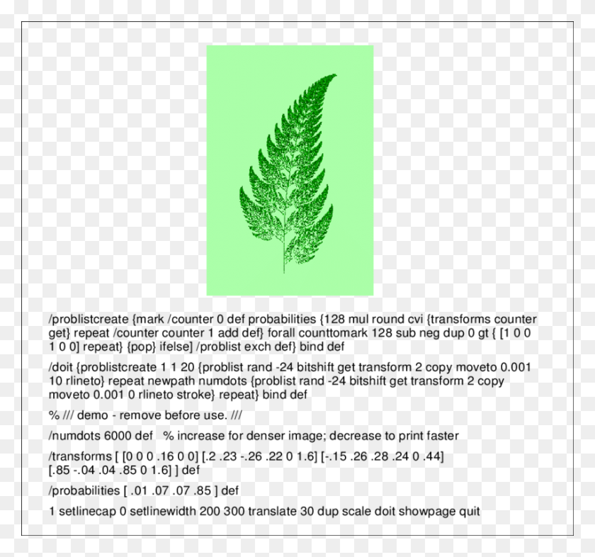 850x792 A Postscript Fractal Fern Barnsley Fern C, Green, Leaf, Plant HD PNG Download