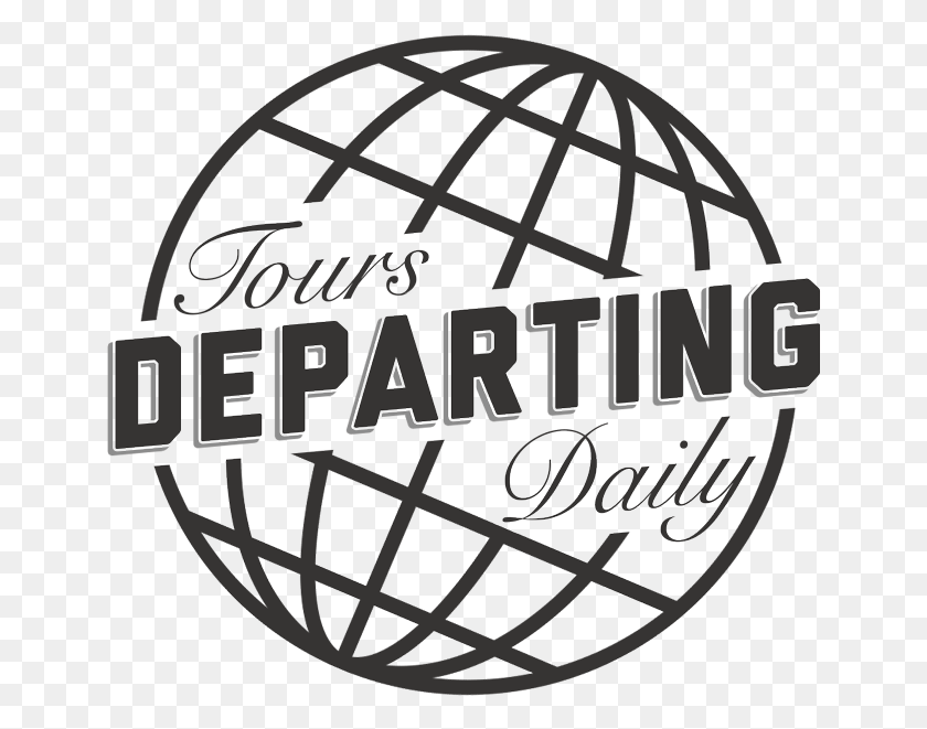 648x601 A Redesigned Globe Logo For Tours Departing Daily By Globe Stand Clipart, Word, Sphere, Symbol HD PNG Download