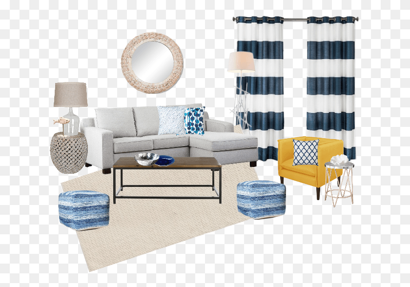 637x528 A Refined Coastal Living Room Styled With Affordable Loveseat, Furniture, Room, Indoors HD PNG Download