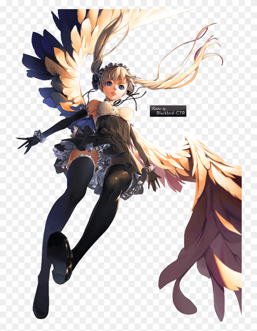 740x1024 A Render Of An Angel With Falling Feathers Cartoon, Manga, Comics, Book HD PNG Download