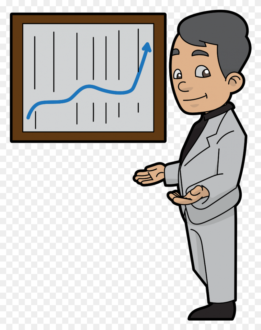 801x1027 A Senior Executive Presenting A Sales Graph Cartoon Cartoon, Person, Human, Performer HD PNG Download