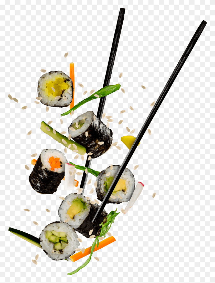 876x1171 A Set Ot Chopsticks Grabbing A Suculent Sushi Roll Sushi, Plant, Meal, Food HD PNG Download
