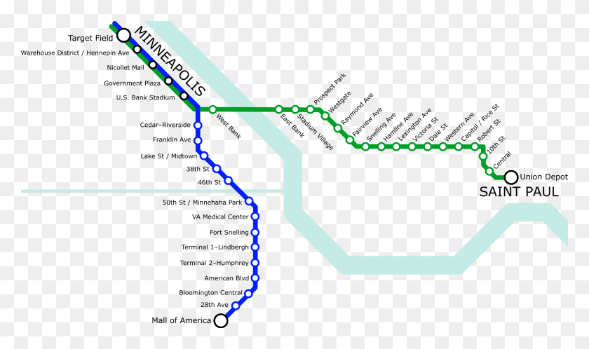 2000x1125 A Simple Transit Diagram With A Green Line Stretching Twin Cities Light Rail Map, Pattern, Scissors, Blade HD PNG Download