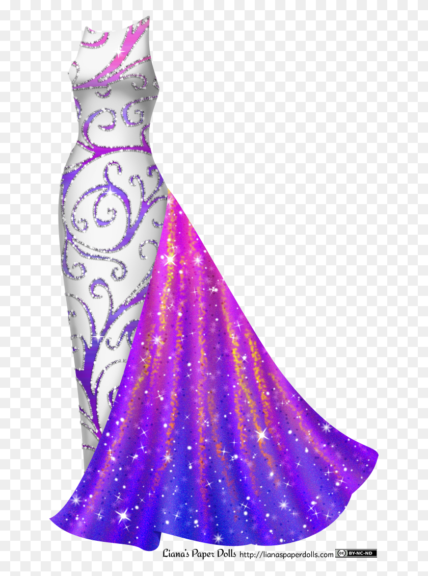 647x1069 A Sleeveless White Gown With A Boat Neck That Fits Gowns For Paper Dolls, Purple, Light, Pattern HD PNG Download