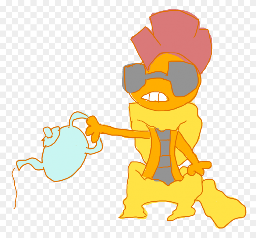 1446x1336 A Swaggy Scrafty Pouring Tea On The Ground Cartoon, Graphics HD PNG Download