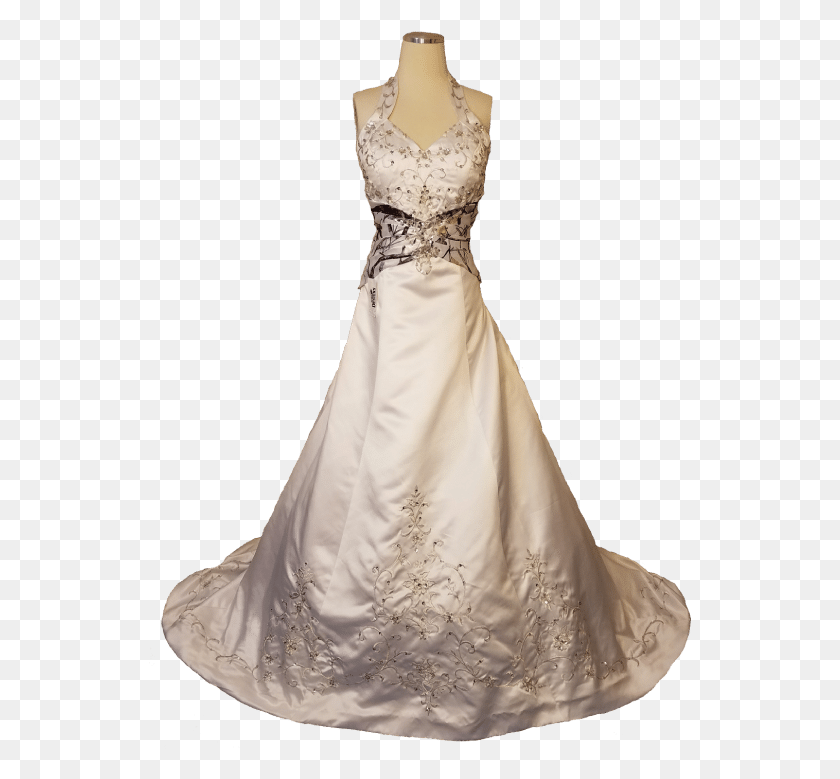 543x719 A Touch Of Camo Satin, Clothing, Apparel, Wedding Gown HD PNG Download
