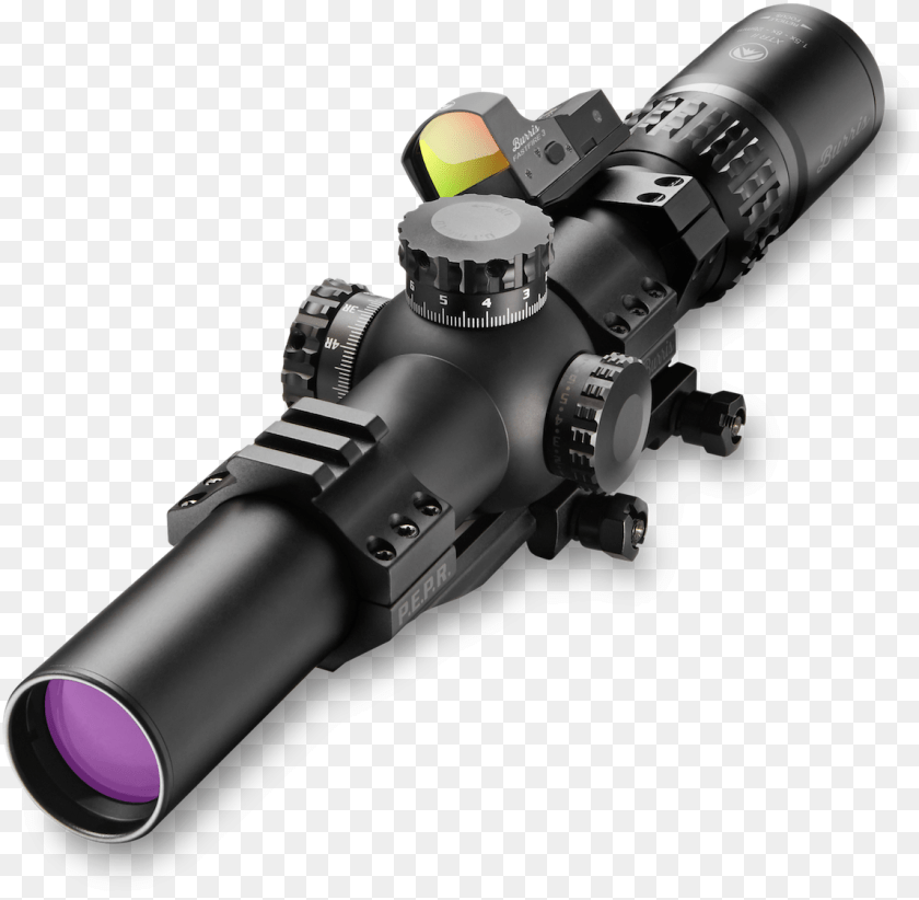 A Variable Power Optic Like The Burris Xtr Ii Ar 15 Scope With Red Dot, Firearm, Gun, Rifle, Weapon Clipart PNG