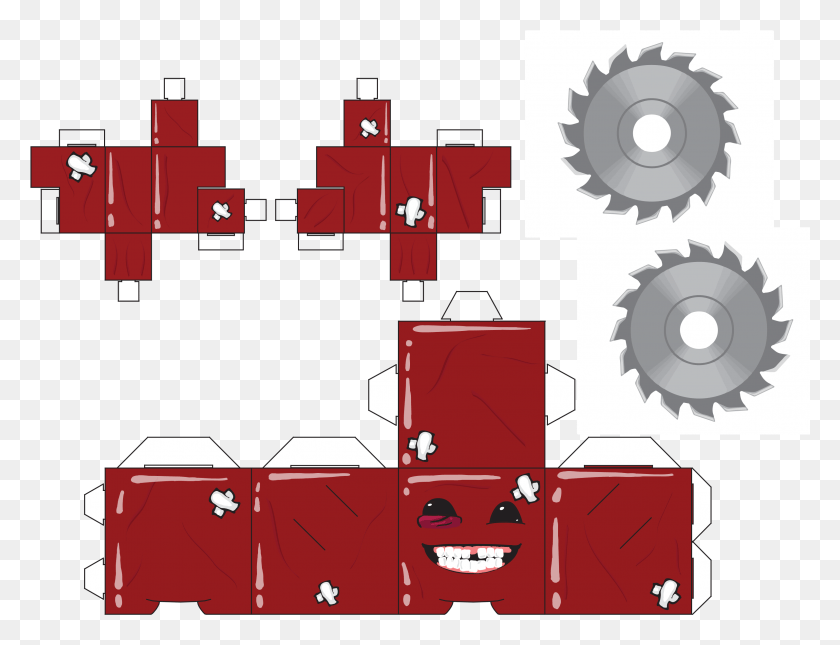 3161x2373 A Week Ago I Created A Papercraft Version Of Super Super Meat Boy Papercraft, Machine, Gear, Label HD PNG Download