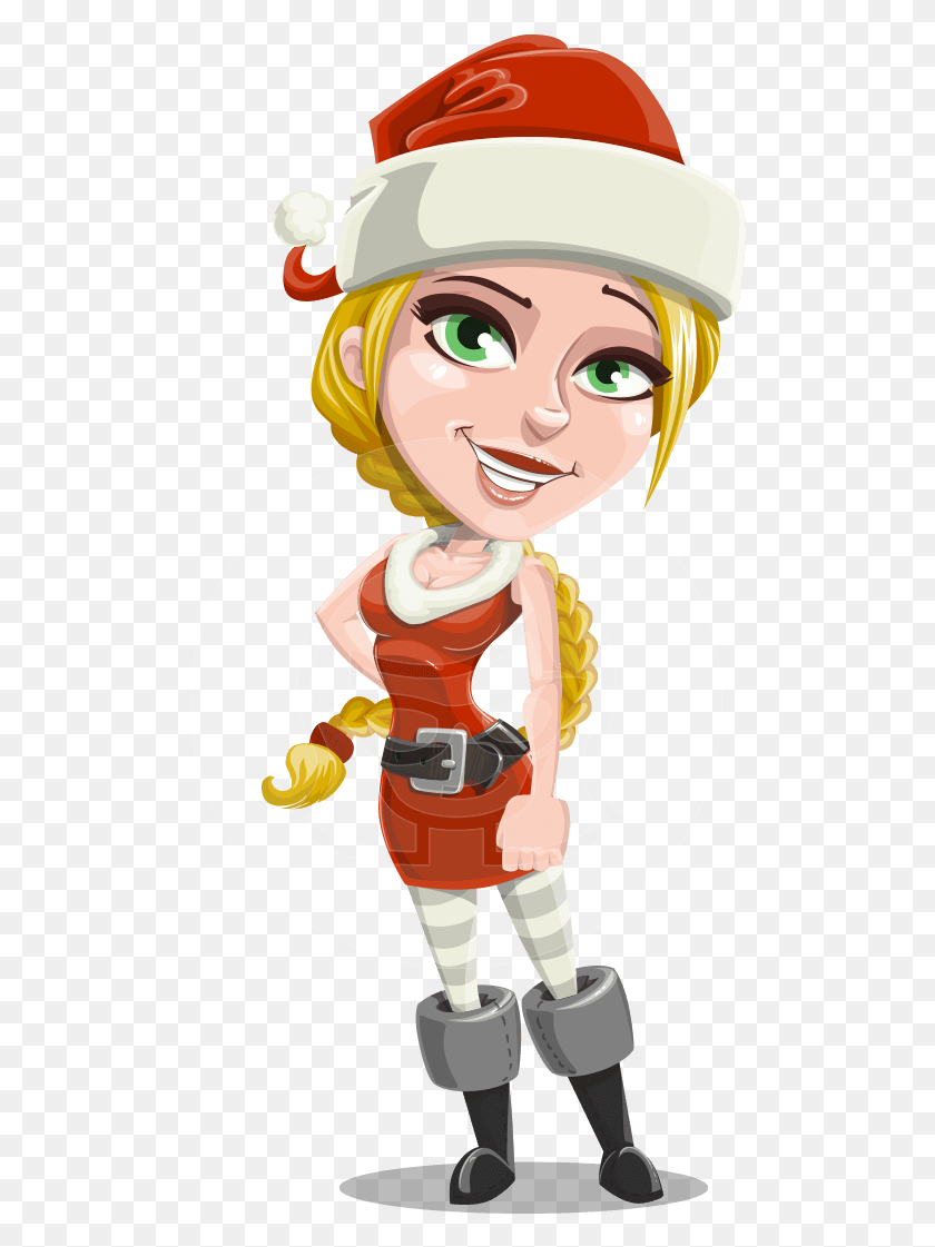 500x1061 A Woman Vector Cartoon Character Wearing A Christmas Christmas Day, Toy, Food, Person HD PNG Download