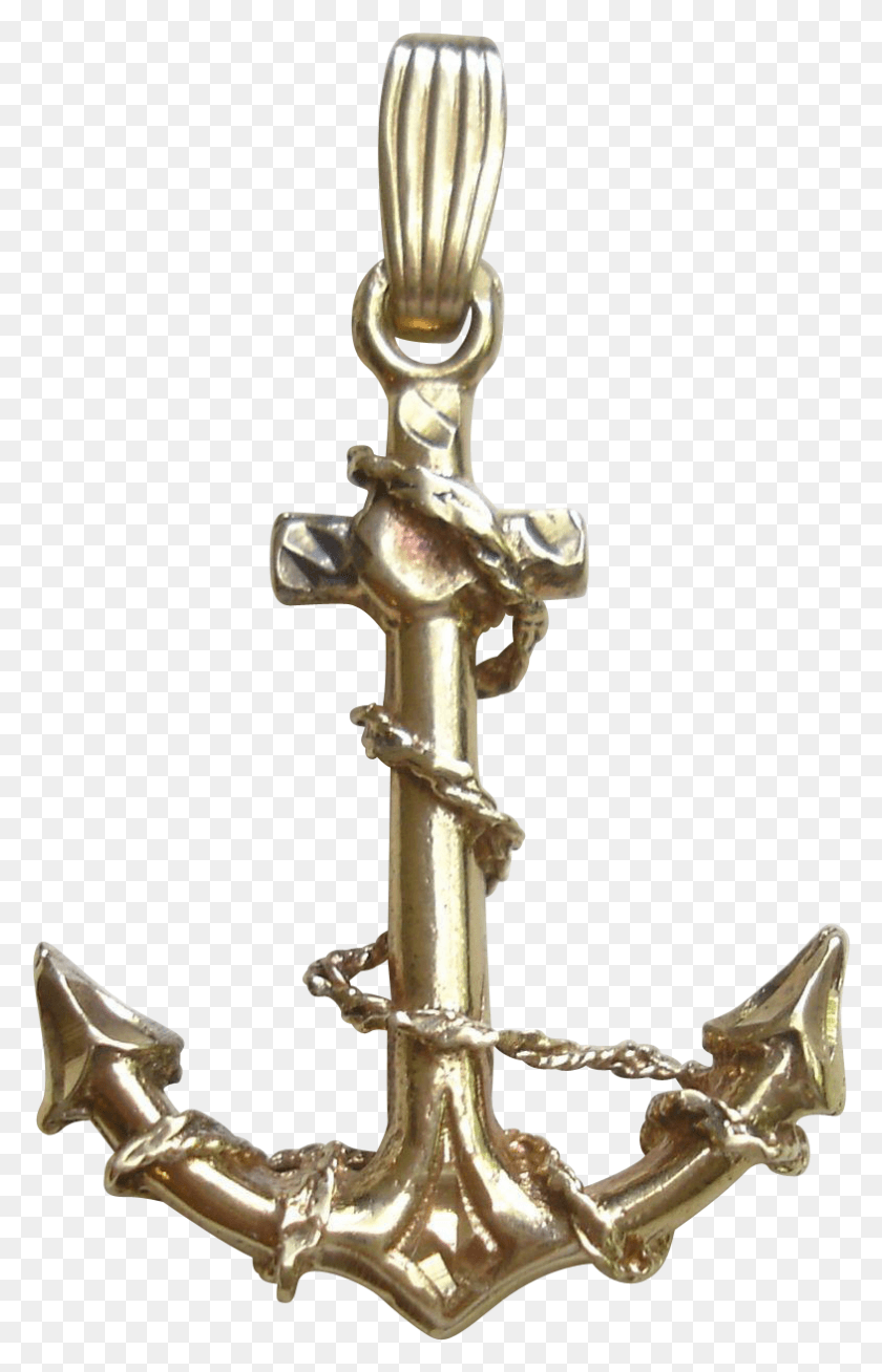 785x1257 A Wonderful 14k Yellow Gold Anchor Pendant Pendant, Cross, Symbol, Crucifix HD PNG Download