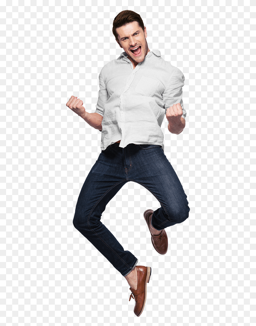 409x1010 A Young Man Jumps Up With Both His Legs His Hands Gentleman, Clothing, Apparel, Pants HD PNG Download