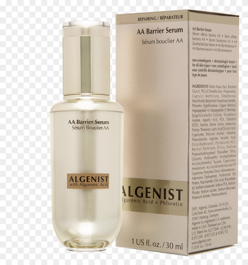 842x906 Aa Barrier Serum With Packagingclass Algenist Aa Barrier Serum, Bottle, Perfume, Cosmetics HD PNG Download