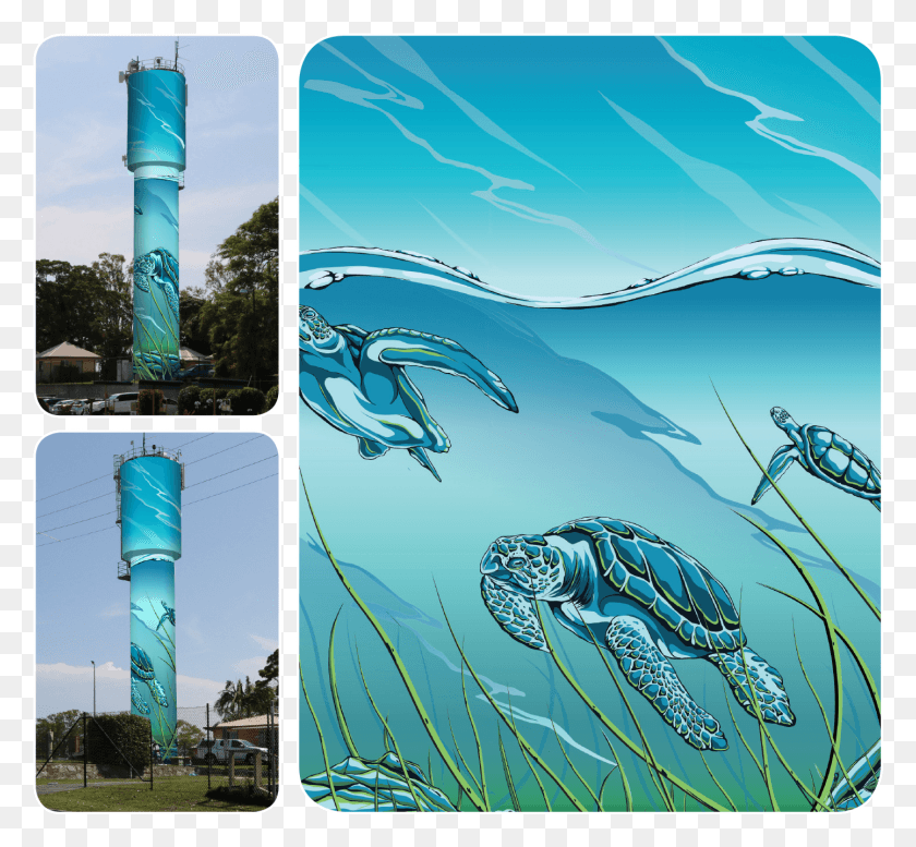 1442x1326 About The Winning Designs Bribie Island Water Towers, Collage, Poster, Advertisement HD PNG Download