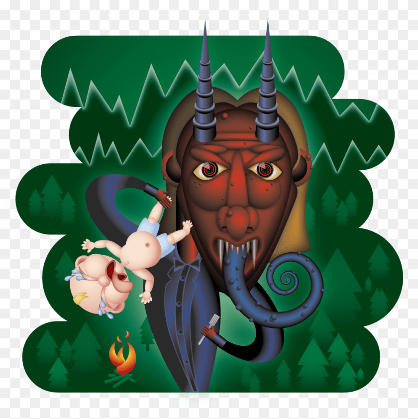 927x930 About Time For Krampus Cartoon, Graphics, Birthday Cake HD PNG Download