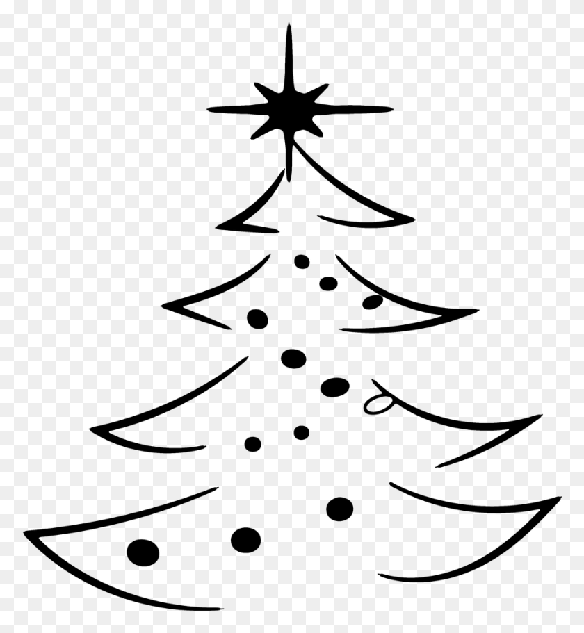 940x1026 Abstract Christmas Tree Clipart Black And White, Gray, World Of Warcraft HD PNG Download