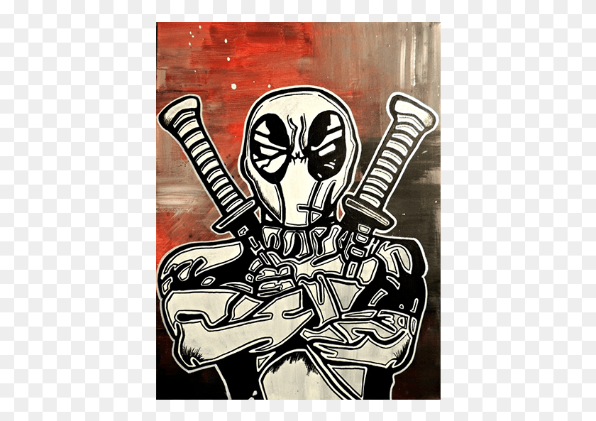 402x533 Abstract Deadpool Original Acrylic Painting 18 X 24 Illustration, Label, Text HD PNG Download