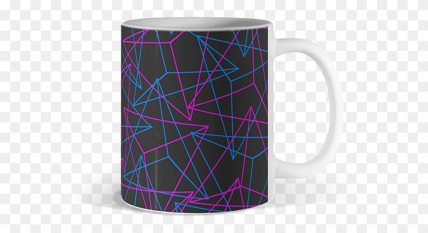 583x397 Descargar Png / Patrón De Triángulo 3D Geométrico Abstracto En Azul Rosa Taza De Café Png