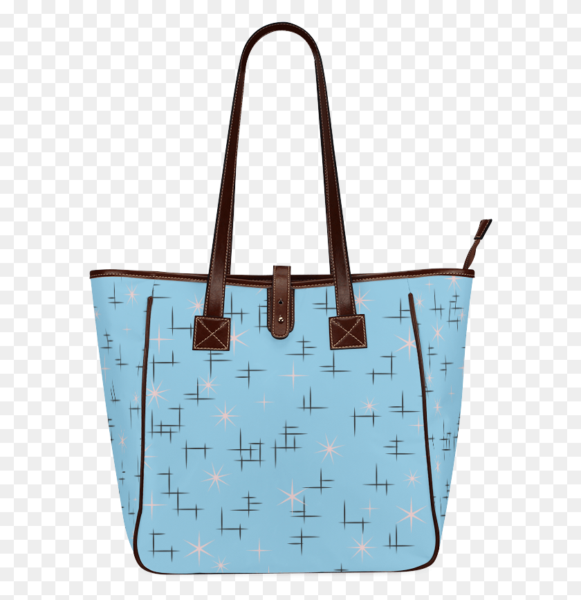 584x807 Abstract Lines And Pink Stars On Baby Blue Retro Classic Handbag, Bag, Accessories, Accessory HD PNG Download
