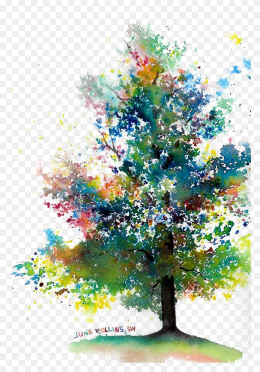 1024x1497 Абстрактное Дерево Акварельная Живопись Красивая Простая Акварельная Живопись, Графика, Современное Искусство Hd Png Скачать