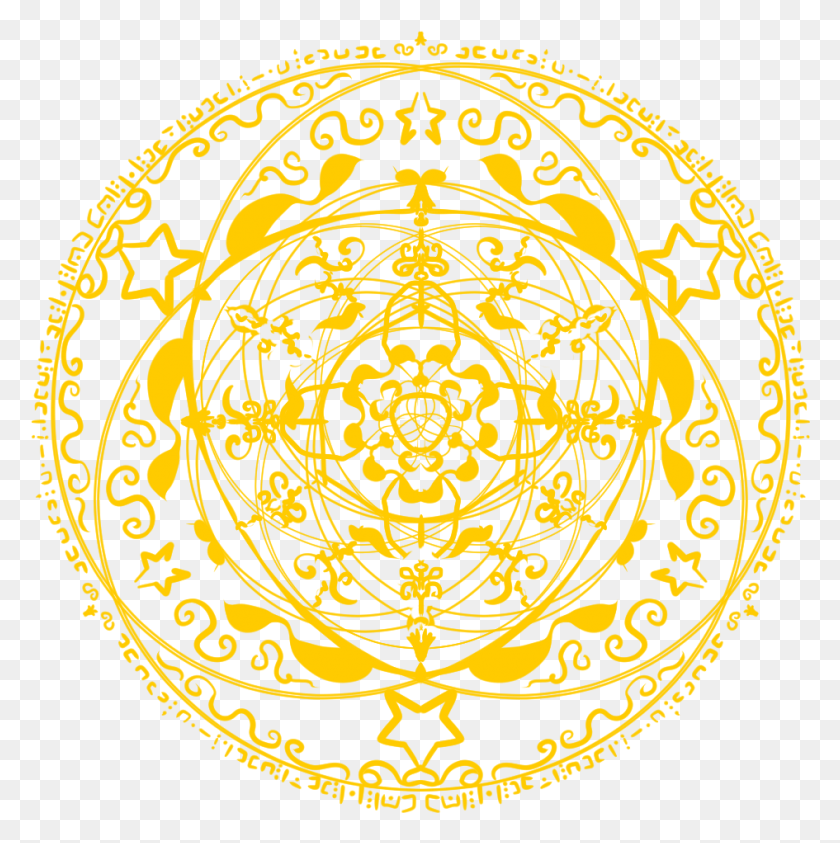945x949 Abyssdark Magic Celestiallight Magic Magic Circle Yellow Transparent, Symbol, Logo, Trademark HD PNG Download