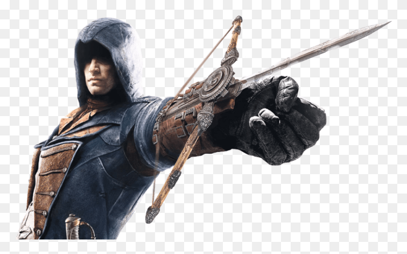 840x501 Ac Unity Arno Hidden Blade Render Assassin39s Creed Wrist Crossbow, Person, Costume, Statue HD PNG Download