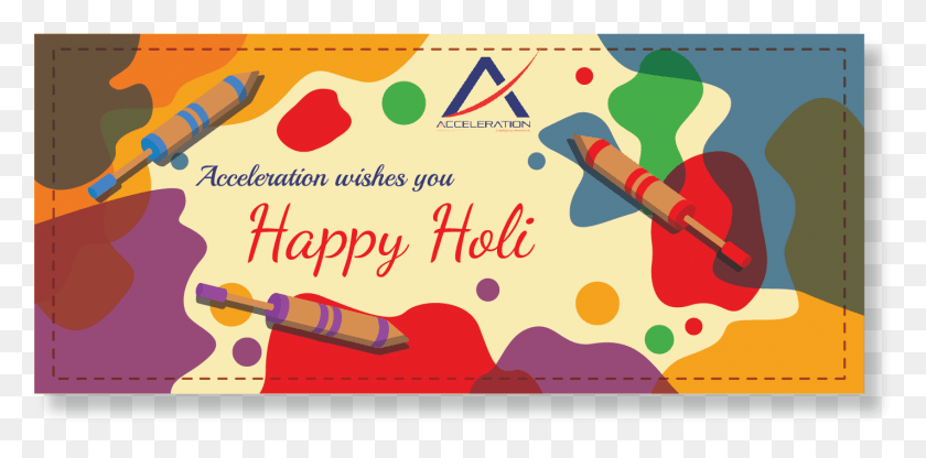 1425x652 Acceleration Wishes You Happy Holi Graphic Design, Text, Envelope, Mail HD PNG Download